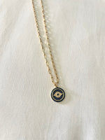 Load image into Gallery viewer, Blue Evil Eye Paperclip Necklace
