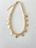 Load image into Gallery viewer, Gold Cuban Chain with Star Choker Necklace
