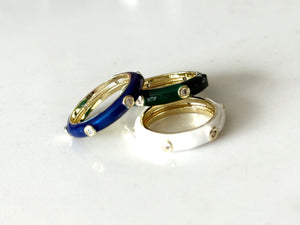 Enamel Ring with Sparkling CZ Stones