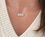 Load image into Gallery viewer, Personalized Bubble Pave Initial and Heart Necklace

