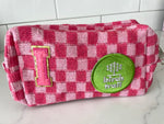 Load image into Gallery viewer, Camp Travel Organizer, Cosmetic Bag with Initial and Camp Patch
