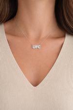 Load image into Gallery viewer, Personalized Bubble Pave Initial and Heart Necklace
