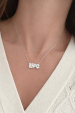 Load image into Gallery viewer, Personalized Bubble Pave Initial and Heart Necklace
