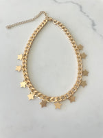 Load image into Gallery viewer, Gold Cuban Chain with Star Choker Necklace
