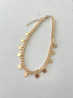 Load image into Gallery viewer, Gold Cuban Chain with Star Choker Necklace
