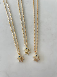 Star and Hamsa Necklace