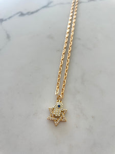 Star and Hamsa Necklace