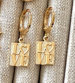 Load image into Gallery viewer, LOVE Gold Huggie Earrings
