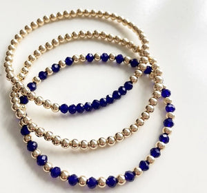 Navy and Gold Beaded Bracelet Stack