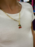 Load image into Gallery viewer, Emma Gold Paperclip Necklace with Charm
