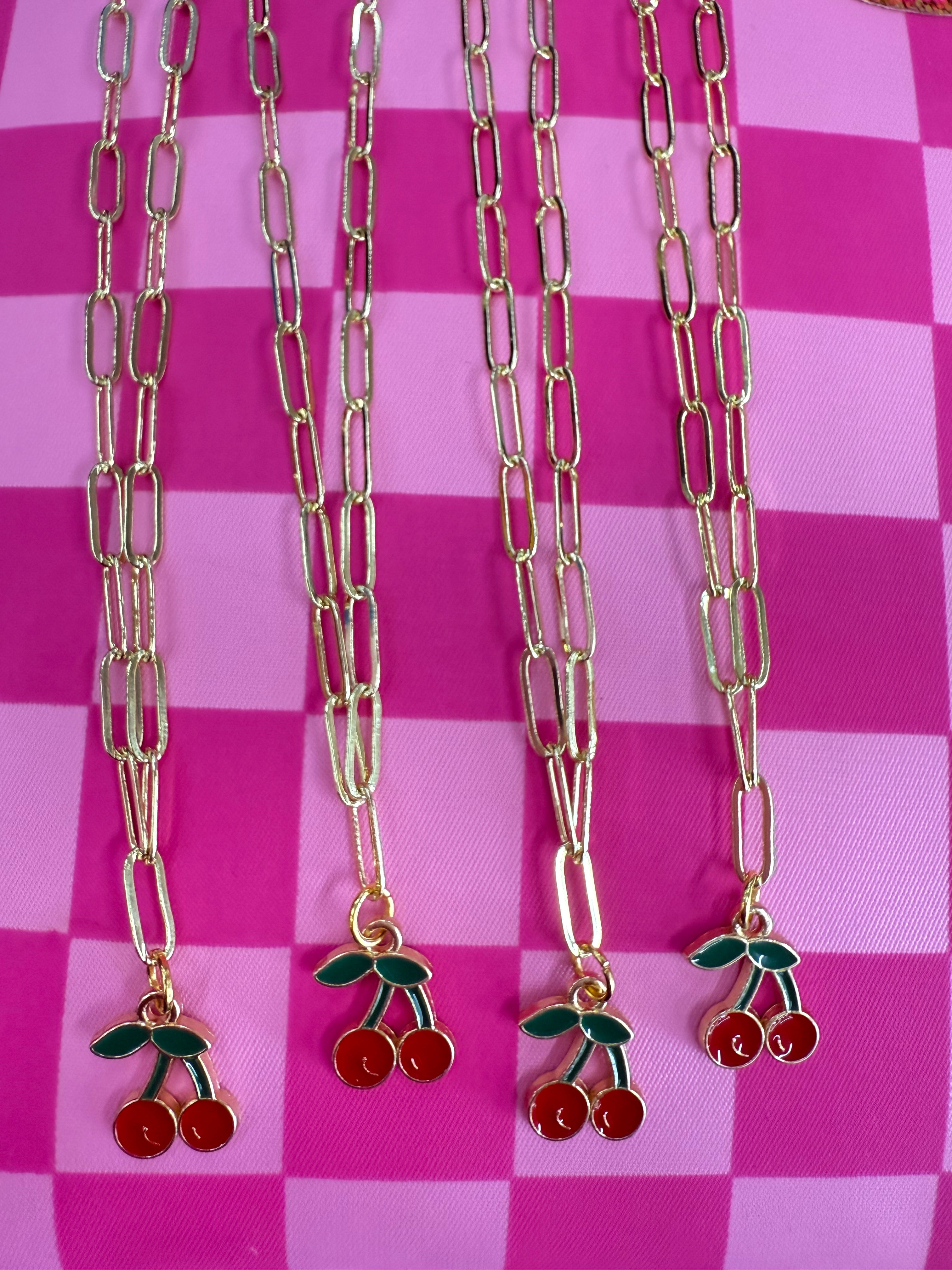 Emma Gold Paperclip Necklace with Charm