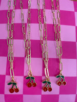 Load image into Gallery viewer, Emma Gold Paperclip Necklace with Charm

