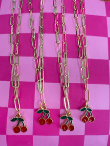 Emma Gold Paperclip Necklace with Charm