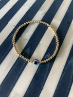 Load image into Gallery viewer, Beaded Gold Bracelet with Evil Eye Bead - Benefitting Israeli’s frontline workers to aid victims of war
