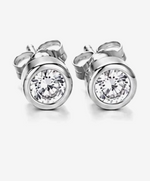 Load image into Gallery viewer, Classic Bezel CZ Stud Earrings
