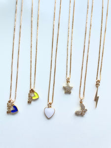 Small Box Chain Charm Necklace