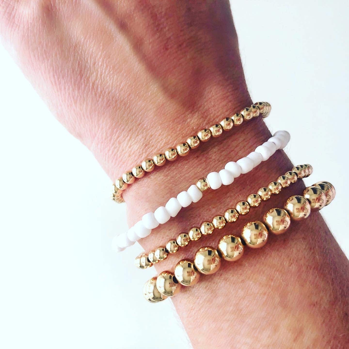 White Summer Bracelet with gold or silver accent