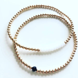 The Leslie, 4mm Gold or Silver beaded bracelet with Colored Pop