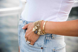 14k Gold Filled Beaded Bracelet with Charm