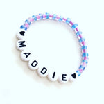 Load image into Gallery viewer, Iridescent Blue and Pink Kids Name Bracelet, Maddie
