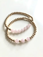 Load image into Gallery viewer, 14k Gold Beaded Bracelet with Natural Rose Quartz
