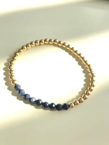 Sapphire and Gold Beaded Bracelet