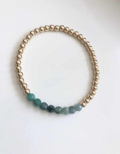 Green Emerald and Gold Beaded Bracelet