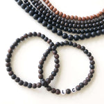 Load image into Gallery viewer, The Eric, Men&#39;s Initial or Name Bracelet with Dark Brown Wooden Beads
