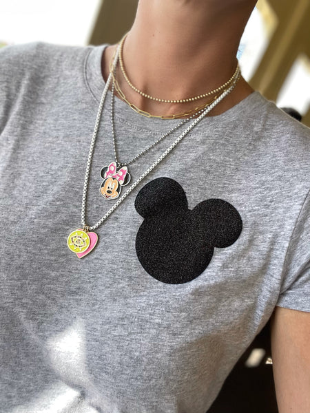 Disney Silver Rose Tone Minnie Mouse Necklace - F6750 | F.Hinds Jewellers