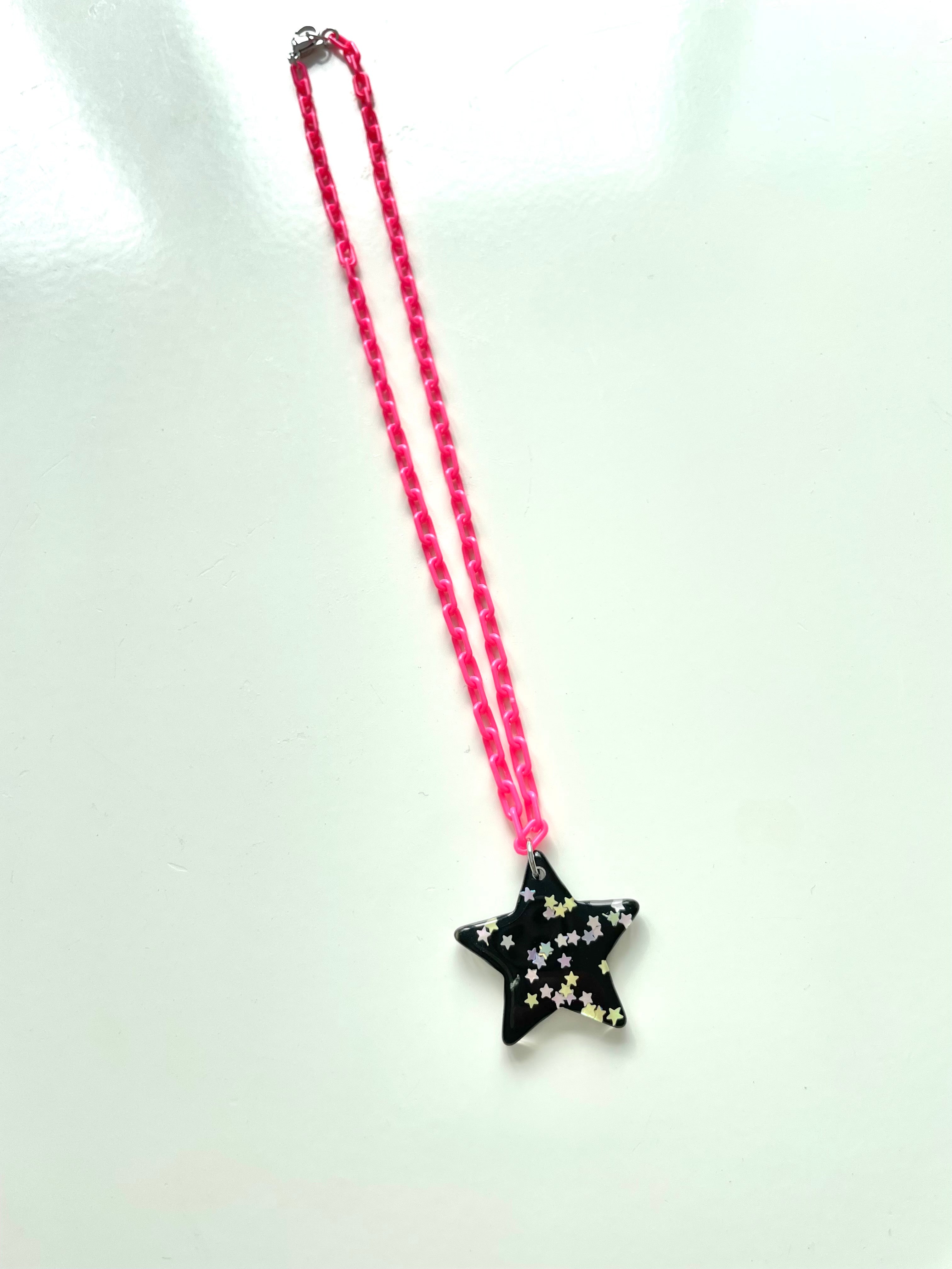 Rainbow Brite Glittery Star Charm Necklace