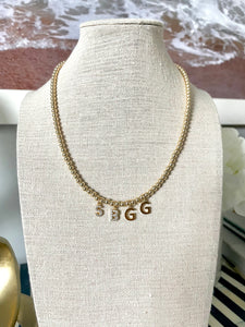 The LC Initial Gold Beaded Necklace