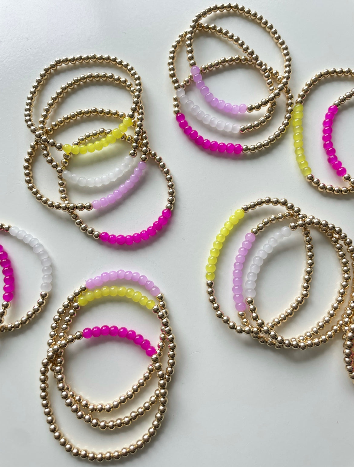 Color Top, 4mm Gold or Silver beaded bracelet
