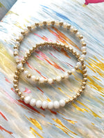 Load image into Gallery viewer, The Steph Stack, Grey and 14k Gold Bracelets
