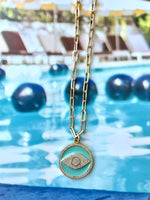 Load image into Gallery viewer, Turquoise Evil Eye Paperclip Necklace
