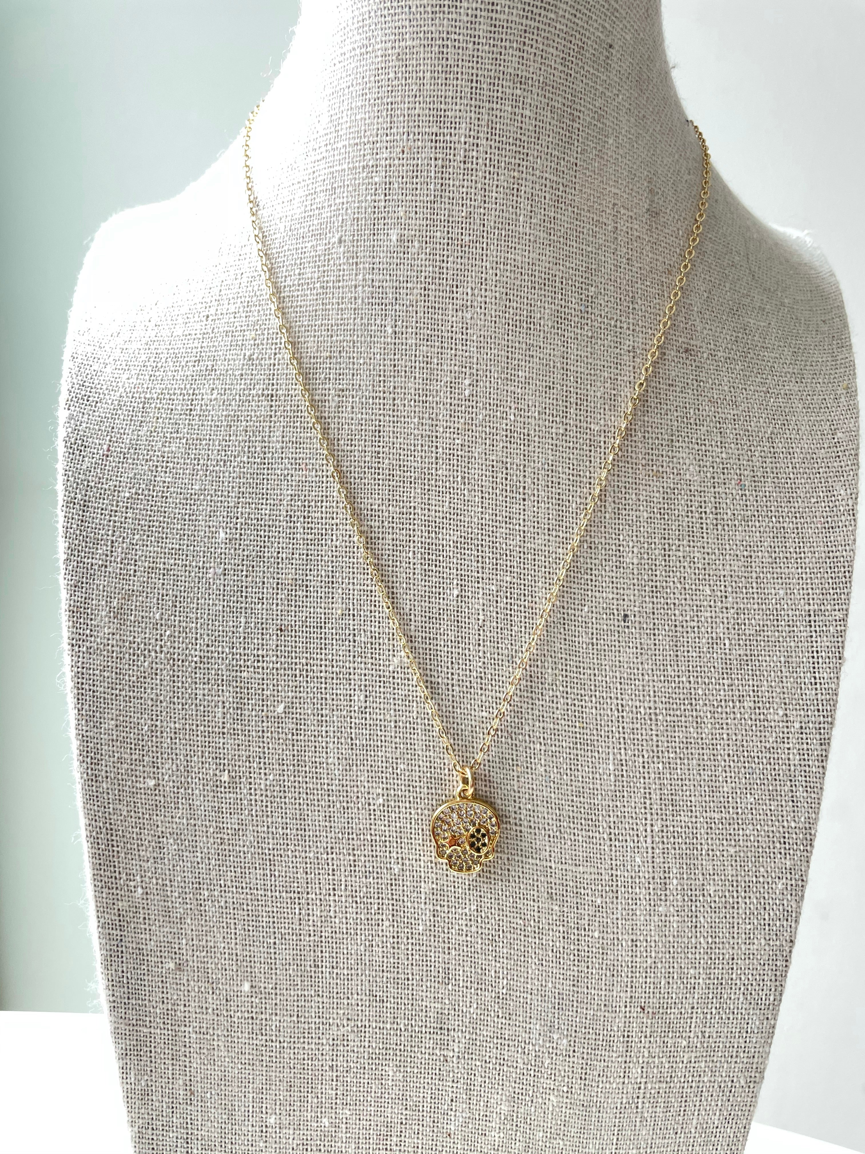 Skull Necklace on Gold Dainty Chain