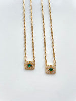 Load image into Gallery viewer, 14k Gold Filled Green Evil Eye Necklace

