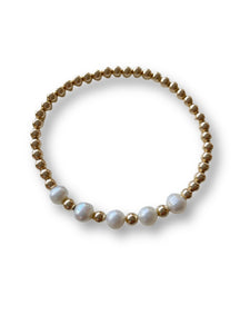 The Lottie, Pearl and Gold Beaded Bracelet