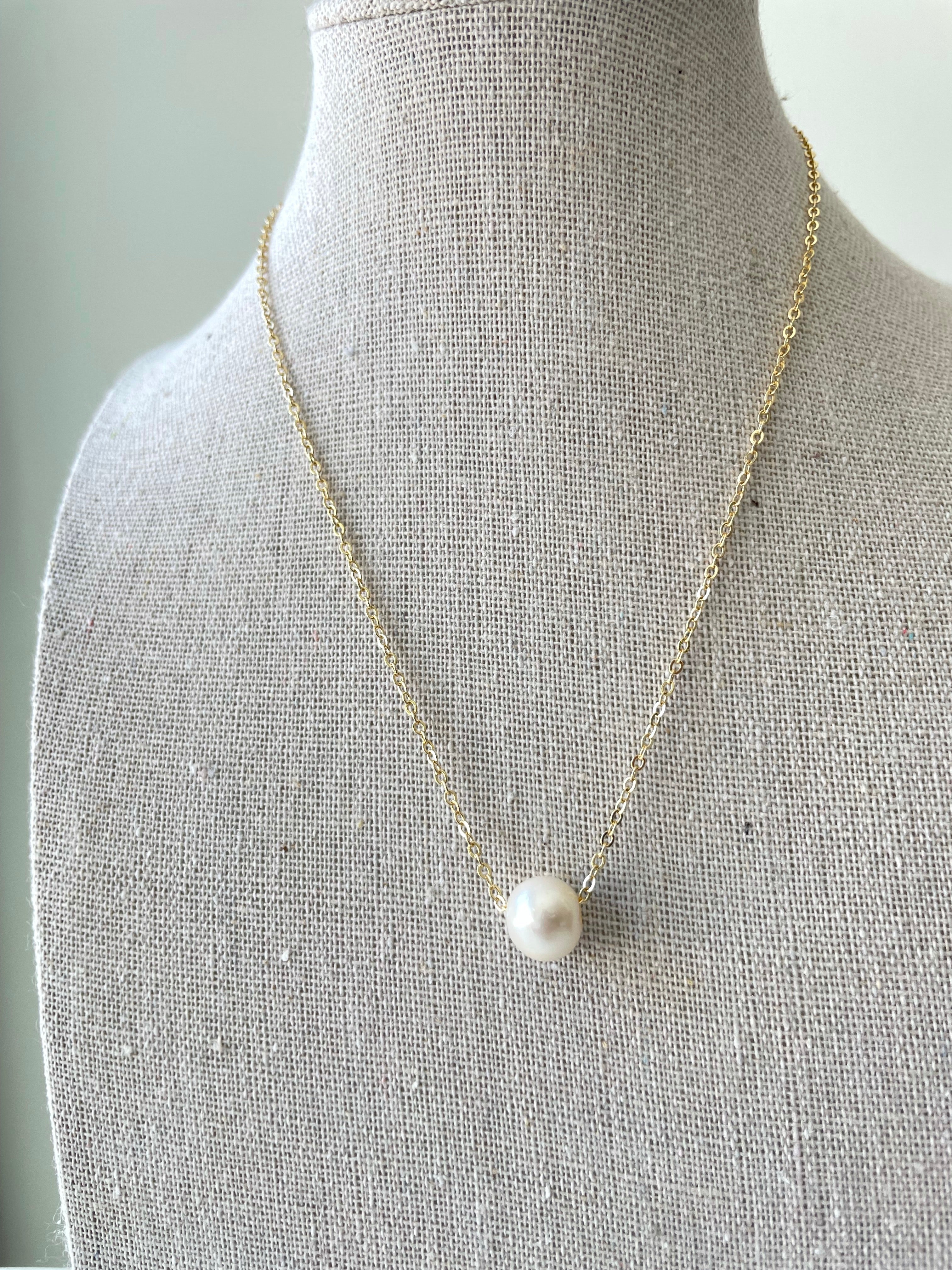 Pearl Necklace on Dainty Gold Chain