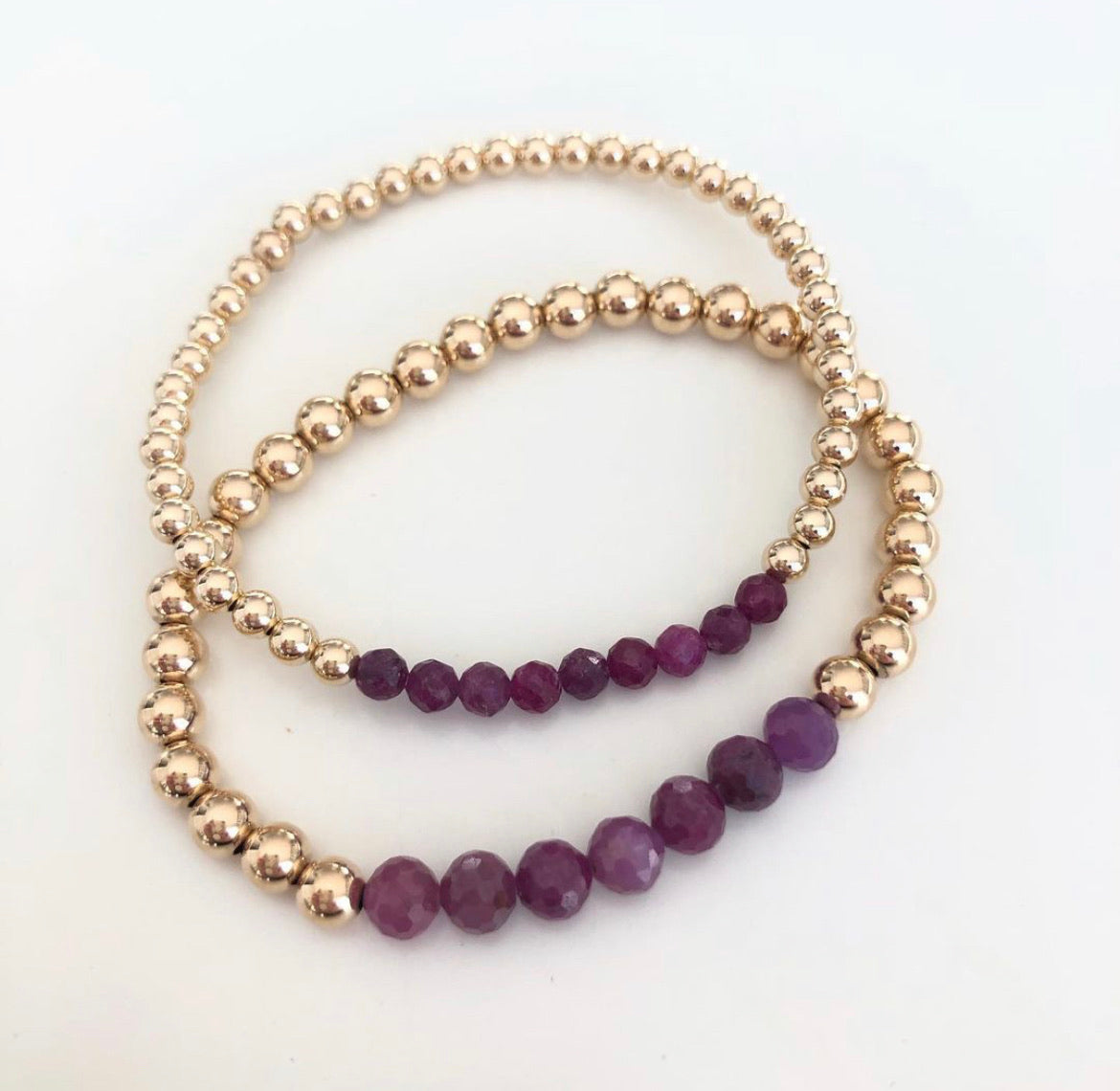 Ruby and Gold Beaded Bracelet