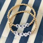 Load image into Gallery viewer, The Lily, Initial or Name Bracelet in Gold with Black on White Letter Beads
