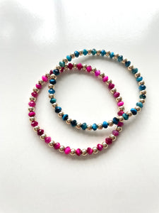 Pink or Blue Hamptons Bracelet, Gold, multiple colors