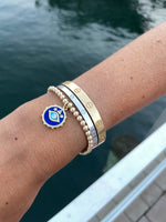 Load image into Gallery viewer, 14k Gold Filled Beaded Bracelet with Blue Evil Eye Charm

