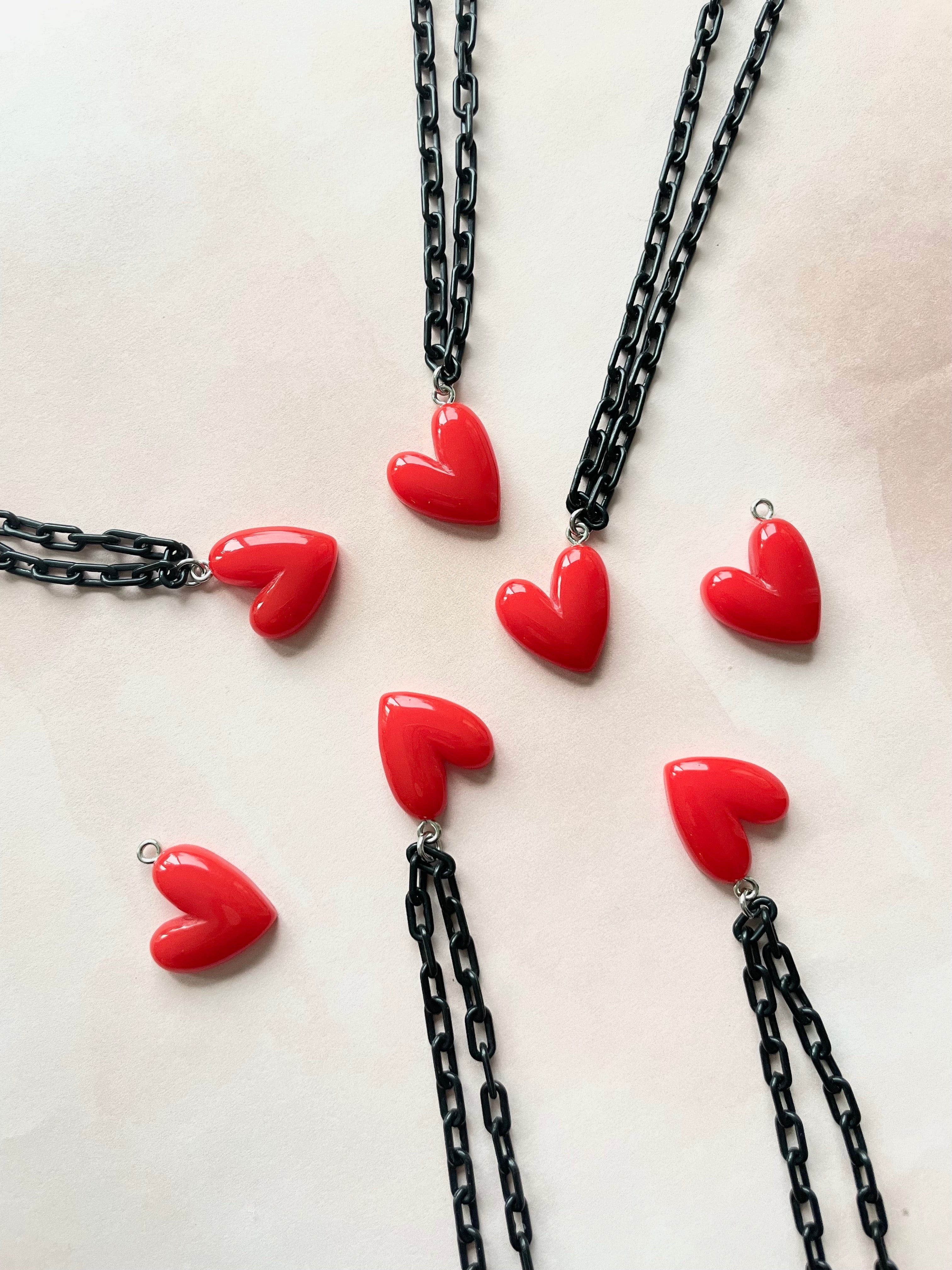 Red Heart Necklace on Chain