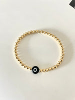 Load image into Gallery viewer, 14k Gold Filled Beaded Bracelet with Evil Eye

