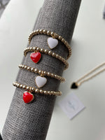Load image into Gallery viewer, 14k Gold Filled Beaded Gold Heart Bracelet
