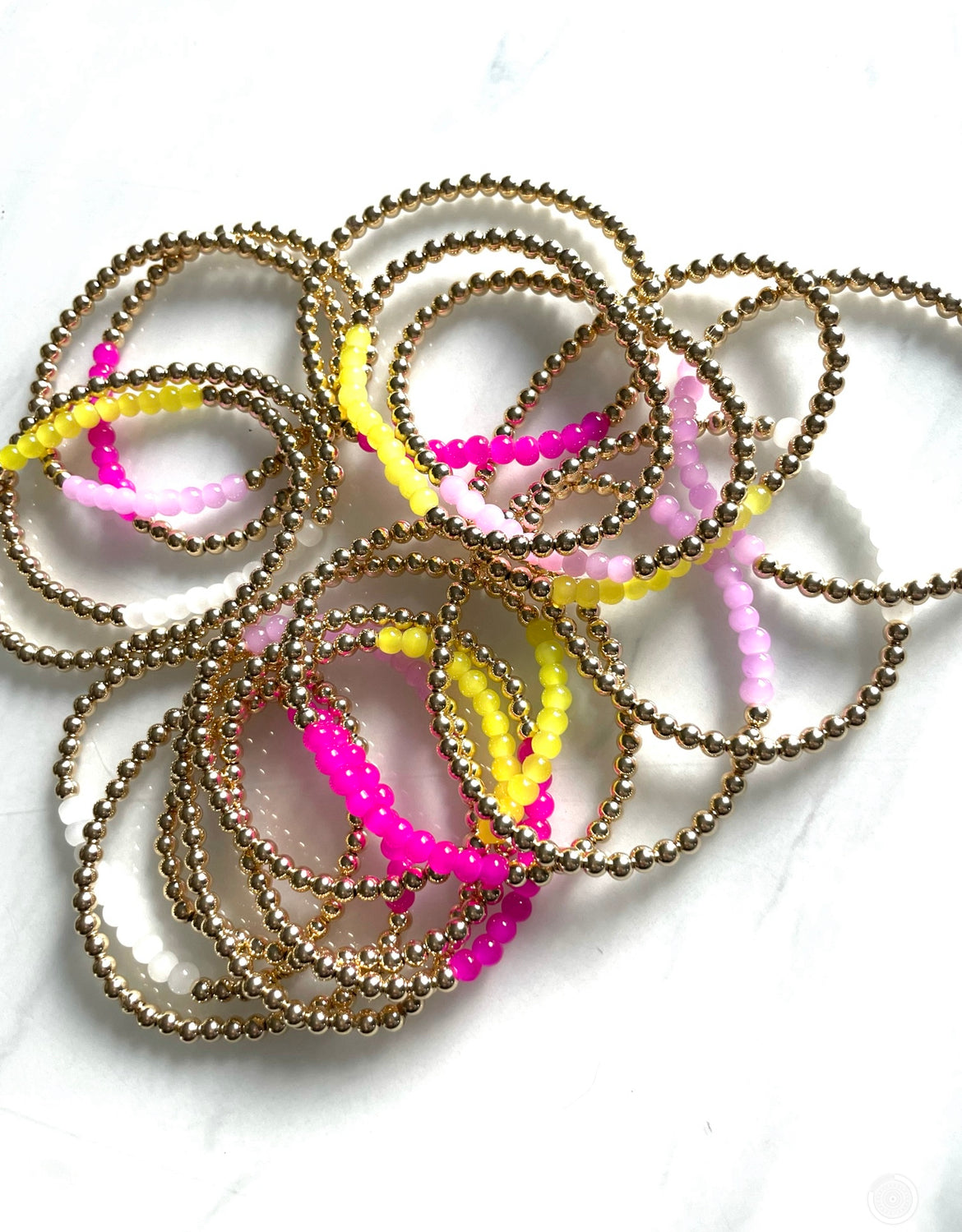 Color Top, 4mm Gold or Silver beaded bracelet