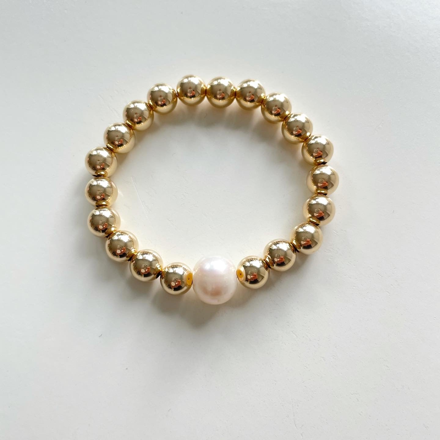 Large Pearl and Beaded Bracelet, Lottie Single Pearl