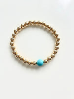 Load image into Gallery viewer, The Hannah, Gold Beaded Bracelet with Turquoise Bead
