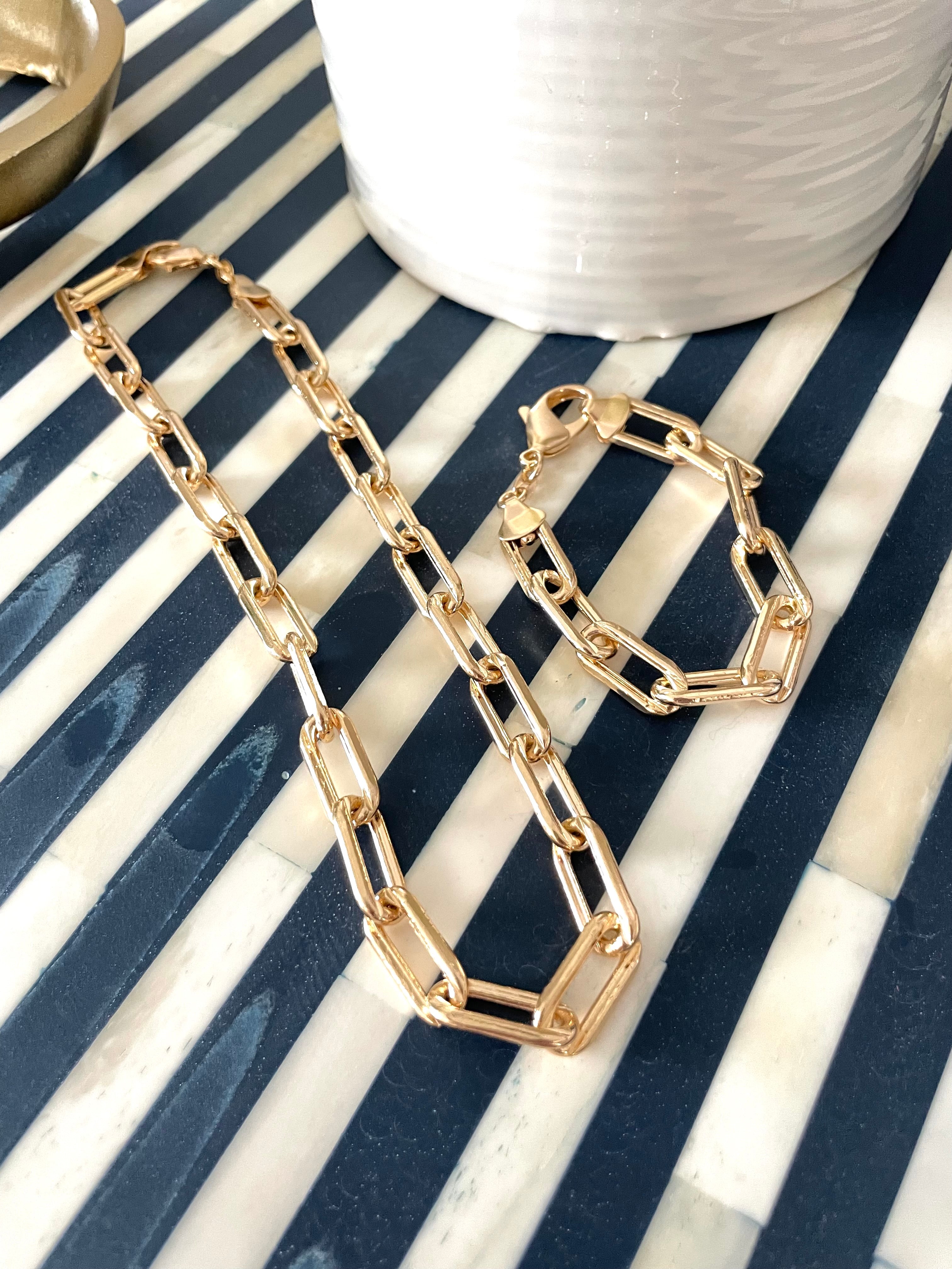 Chunky Paperclip Toggle Necklace – Honey and Gold