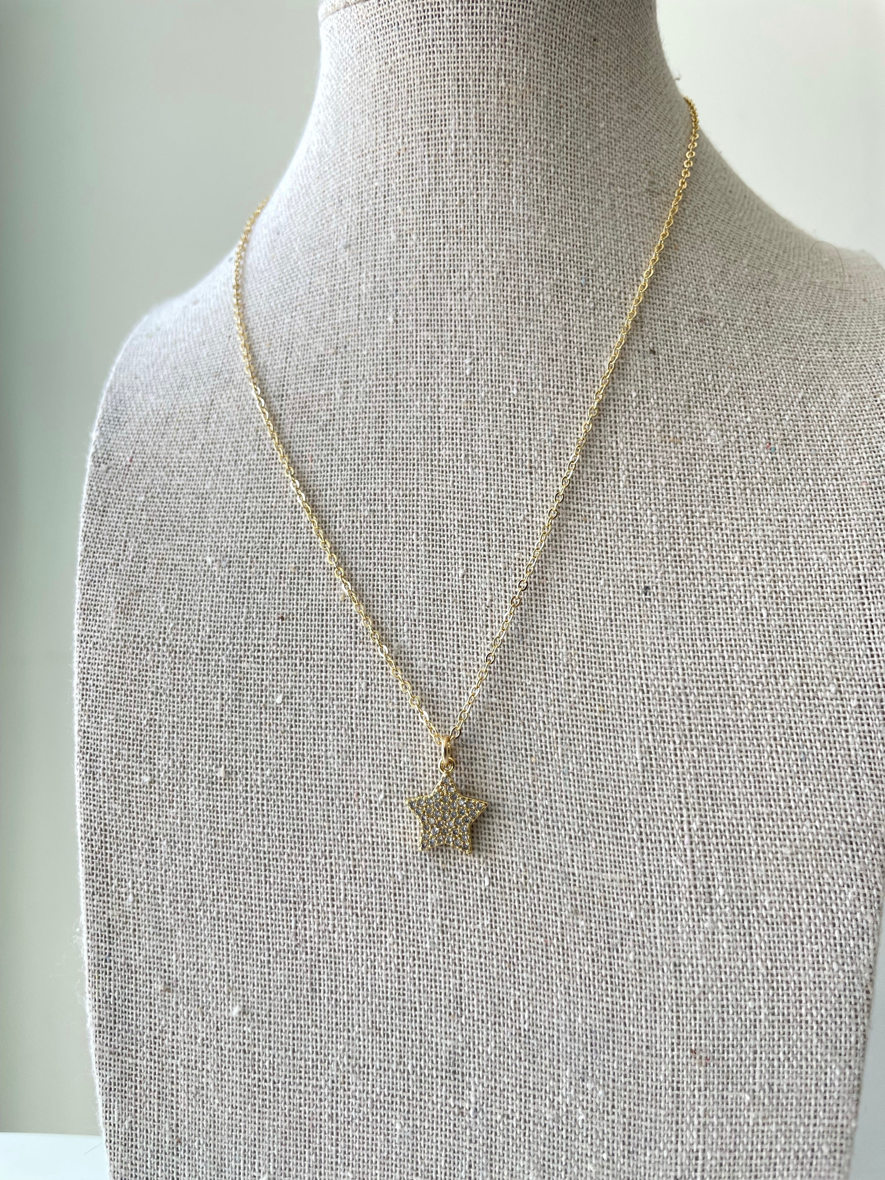 Star Necklace on Dainty Gold Chain